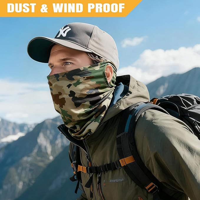 HONGTEYA 6 Pack Summer Neck Gaiter, UV Protection Cooling Face Mask, Breathable Bandana Head Scarf for Men Women