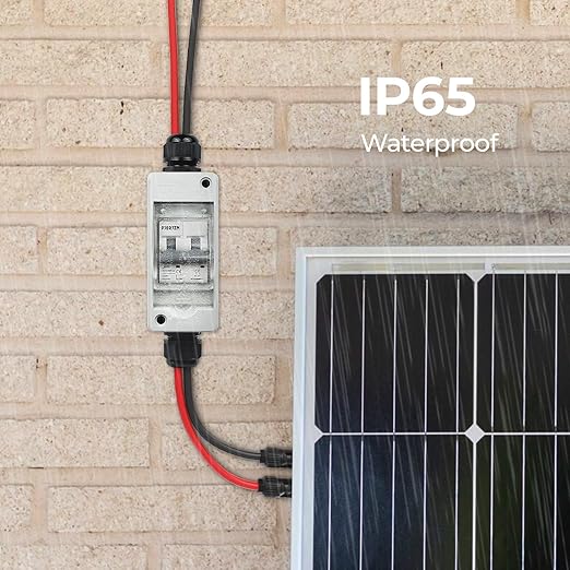 Solar Panel Disconnect Switch 400V DC/AC 20A Miniature Circuit Breaker with DIN Rail Box Enclosure Outdoor Small Breaker Box IP65 Waterproof UV-Proof for Solar PV Homes, Battery (20 Amp)
