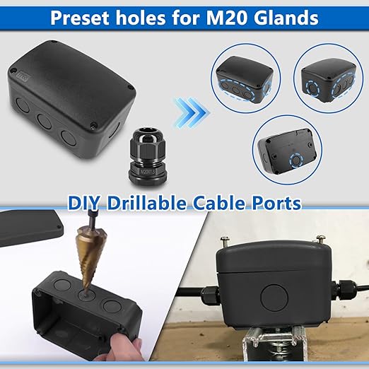 Outdoor Junction Box,Nineleaf IP66 Waterproof Electrical Project Boxes PVC/ABS Plastic Enclosure Box Universal Watertight 4.9 x 3.3 x 2.3 inch,Black