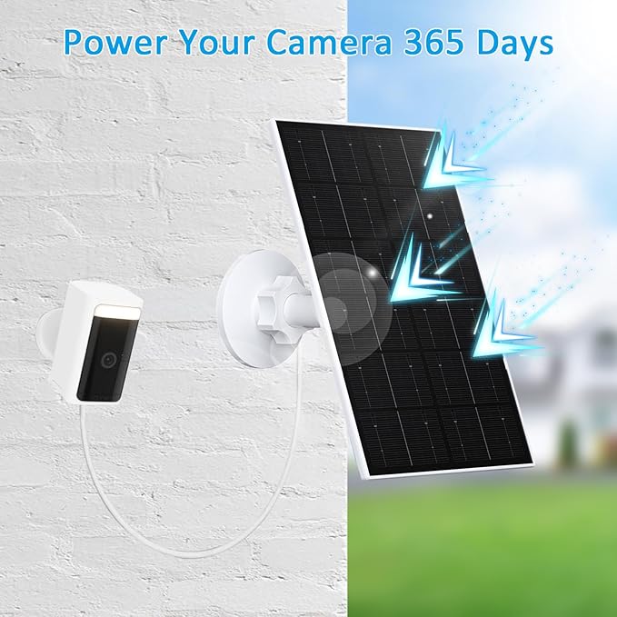FUTUREZEN 4W Solar Panel for WYZE Cameras, USB-C & Micro USB Solar Charger, Compatible with WYZE Cam Pro, Outdoor Cam V1/V2, 9.8ft Cable, IP66 Waterproof, 360° Adjustable Mount (1 Pack)
