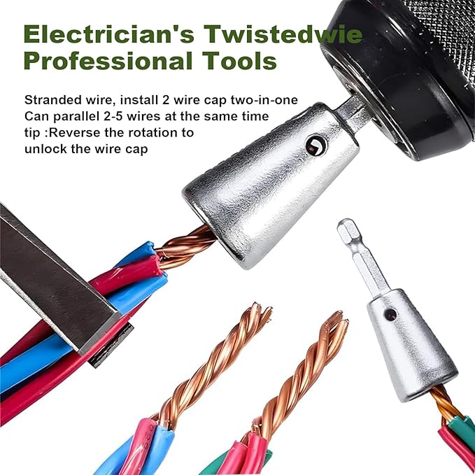 Wire Stripper Twister Tool for Drill, 2026 Upgraded Wire Stripping Tool & Wire Twisting Connector for Cutters 6-14 AWG, 8 In 1 Professional Electrician Wire Nut Twister Stripping and Twisting Tool