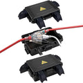 Small Outdoor Electrical Box,Waterproof Extension Cord Cover(Inner 7.3 * 5.1 * 1.6 inch) Weatherproof Connection Box w/4 Cable Entry Protect for Plug,Connector,Festive Light (2 PCS, Black)