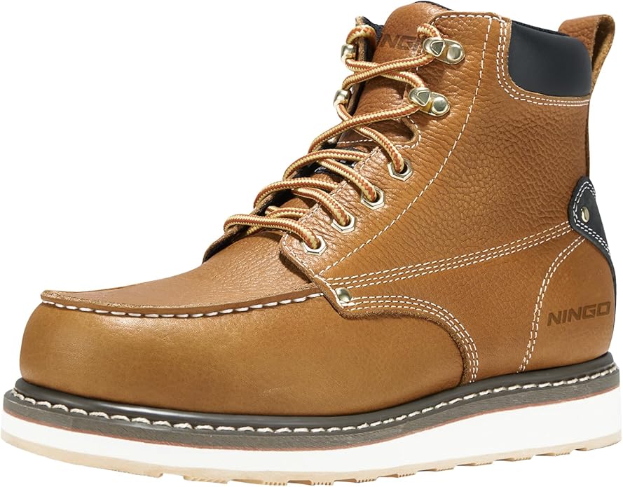 HISEA NINGO Work Boots for Men Steel/Soft Toe Boots,6” Water Resistant Slip Resistant Industrial & Construction Work Shoes, Composite Toe Working Boot