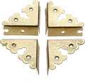 dophee 4Pcs Decorative Corner Protectors, Retro Style Edge Safety Guards Covers for Picture Frame Album Jewelry Box Gift Box Wooden Case Chest Tables Cabinet Furniture, 1.34"x1.34"-Gold