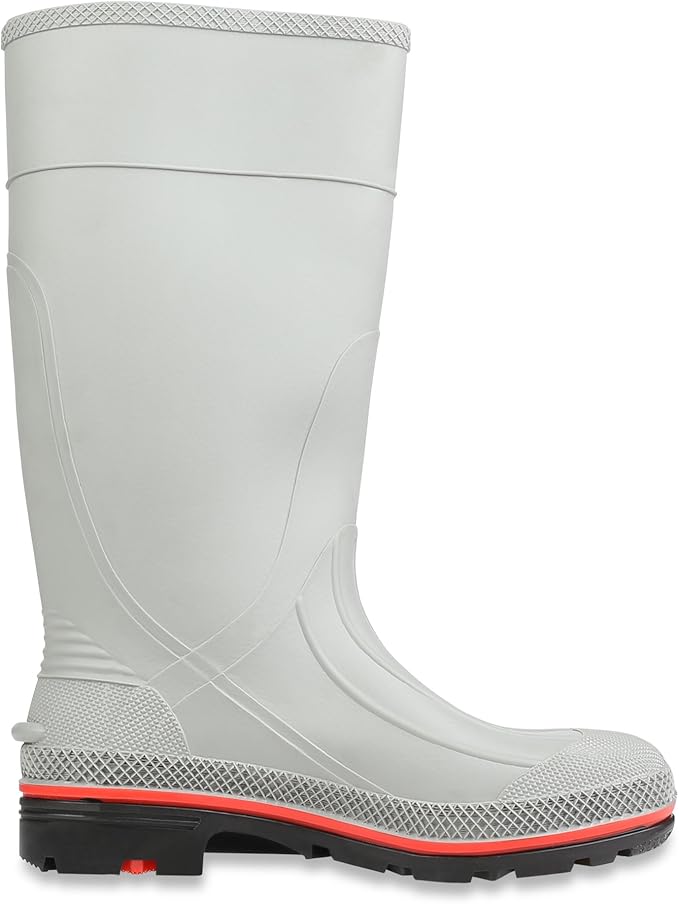 Servus MAX 15" PVC Chemical-Resistant Soft Toe Men's Work Boots, Gray, Red & Black (75122), Size 15