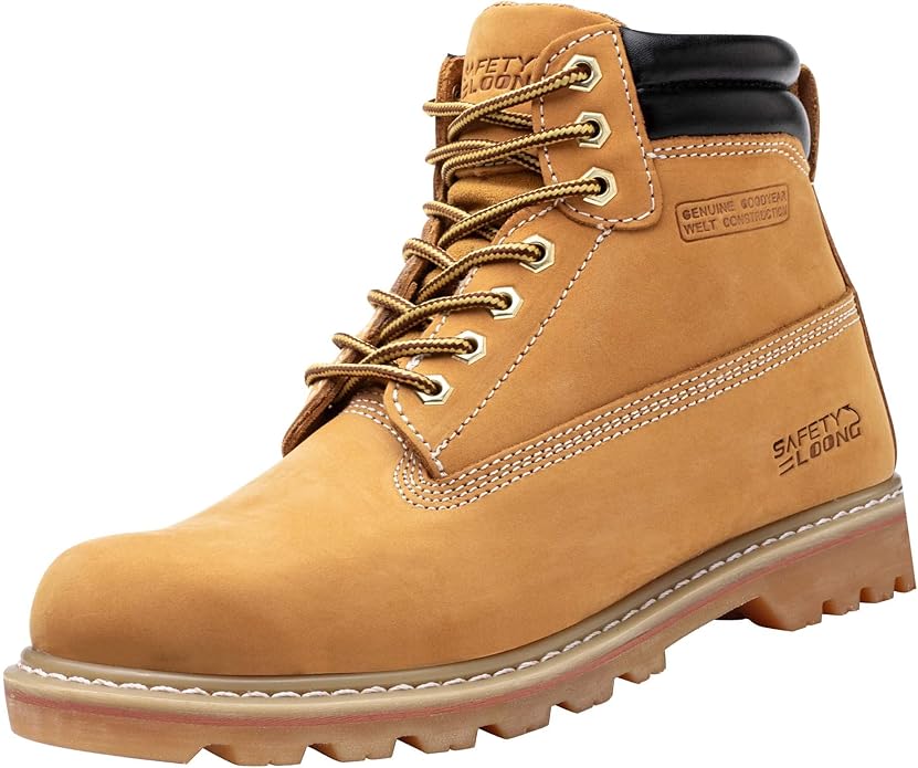 Work Boots for Men Waterproof Soft Toe Non Slip Comfortable Leather Workboots