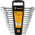 DEKOPRO Combination Wrench Set, Metric, 15-piece, 8-22mm, 12-Point, Chrome Vanadium Steel, with Plastic Tray
