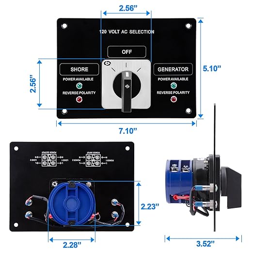 Sekelo AC Rotary Switch Panel 2 Position 120V 30A- Efficient Power Management for Boats and RVs