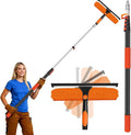 26FT Telescoping Window Cleaning Kit with 14" Squeegee - 2-in-1 Professional Window Scrubber & Extension Pole - Extra Long High-Reach Glass Cleaner Tool for Indoor & Outdoor High Windows, RV