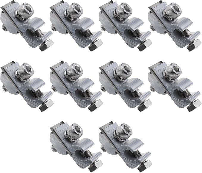 eMagTech 10Pcs Solar Panel Grounding Clamp Solar Rail End Clamp Adapter Earthing Clamps Accessories for Solar Mounting System Roofs Floors Carports