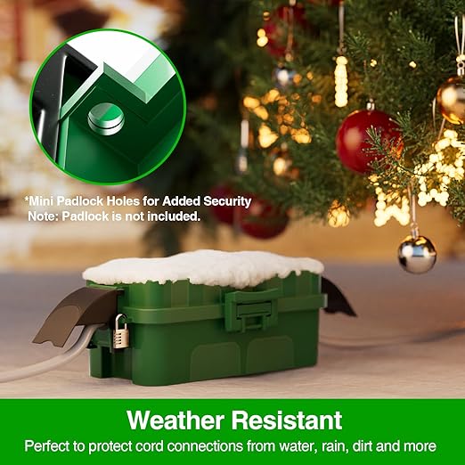 Flemoon [2 Pack] IP55 Small Outdoor Electrical Box Waterproof (Inner 5.9 x 3.2 x 1.8inch), Extension Cord Cover with Detachable Awning Covers for Plug, Outlet, Holiday Lights, Green