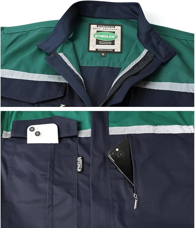Mens Reflective Coverall Work Mechanics Coverall Work Suit Hi Vis Jumpsuit Bicolor Overalls