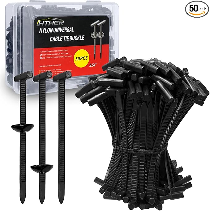 50PCS Upgraded Nylon Universal Cable Tie Buckle,Self-Locking Multifunctional Zipper Clips, Zip Ties Heavy Duty with UV Resistance for Car Bumper Fender Repair, Home, Garden, and Outdoor Organization