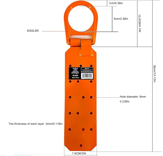 15-545 Reusable Roof Anchor Bracket - High Stength D-ring Roofing Anchor, Fall Protection for Metal Roofs, Construction, Industrial Safety Equipment