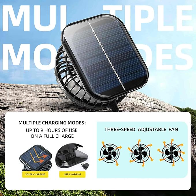 Wide Brim Sun Hats with 2 Solar Fan Outdoor Fishing Hat for Men Solar Powered Fan Hat Adjsutable 180°Rotating Cooling UPF 50+