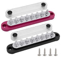 8 x M5 (#10) Studs Power Distribution Block Bus Bar 12V, Ampper 5.9" HD 120A Marine BusBar Battery Distribution Block W/Cover for Car Boat Solar (Red & Black)