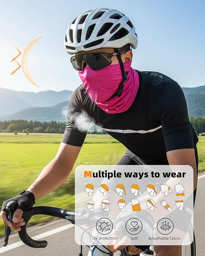 Xeoxarel Neck Gaiter, 7 Pack Cooling UV Protection, Bandana Face Mask Scarf for Men and Women