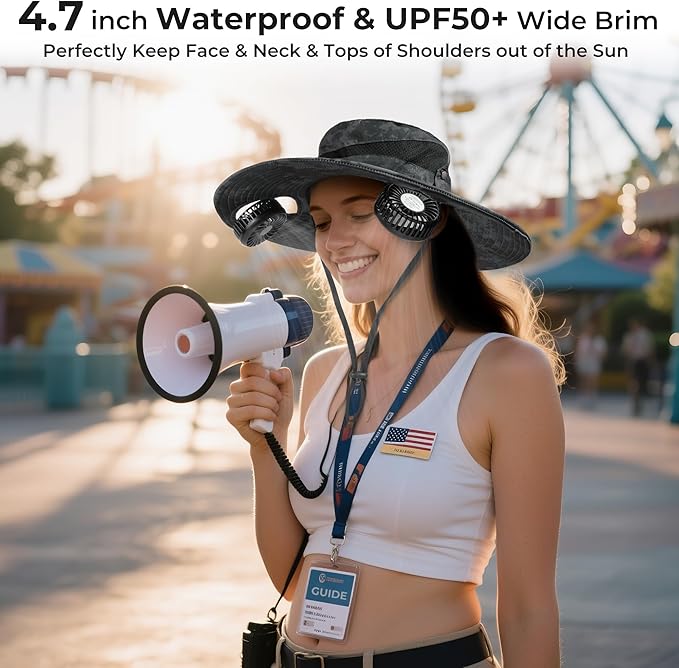 AMACOOL Bucket Hat Fan, Gifts for Him Father Dad Husband, Fishing Essentials for Men Women Camping Hiking Beach Gardening