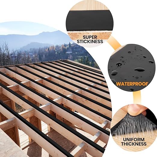ADHES Deck Joist Tape, 1-5/8" x 50' Weather Resistance & Waterproof Butyl Joist Tape for Decking, Deck Flashing Tape, Ideal for Wood Decks Beams Roof, Outdoor Construction Use