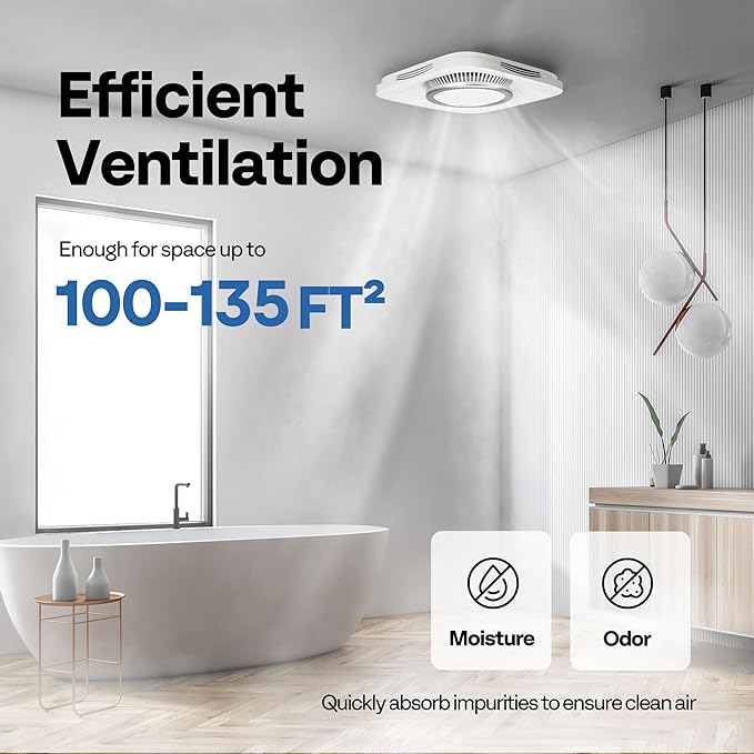VIVOHOME Bathroom Exhaust Fan with Light, Max 110 CFM 1.0 Sone Shower Ventilation Fan, Super Quite Fan w/ 6000 K 1000LM LED Cool White Light, for 4'' Duct Ceiling Mount