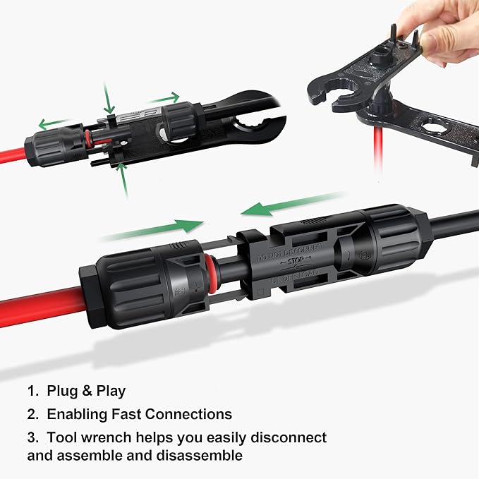 OYMSAE 30A Solar Connectors - Waterproof Y Branch Parallel Adapter Cable Kit for Solar Panel