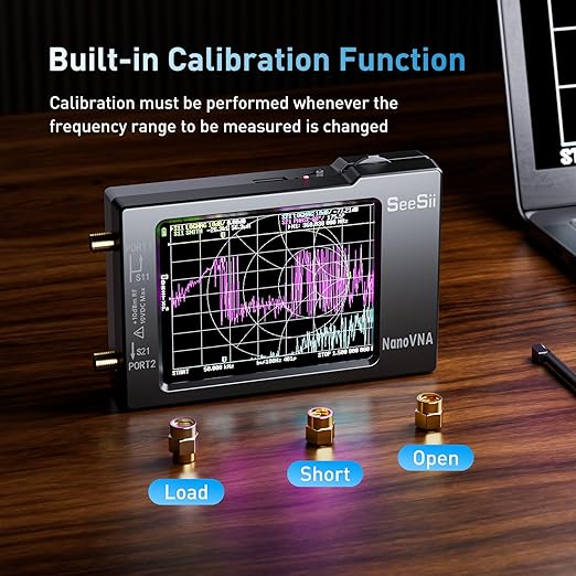 SEESII NanoVNA-H Antenna & Vector Network Analyzer 9KHz-1.5GHz with 2.8" EVA Protective Case, Waterproof & Shockproof, Measures S-Parameters, SWR, Phase, Delay, Smith Chart, HW3.7