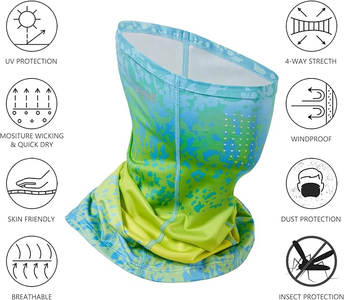 BASSDASH Neck Gaiter Mask UPF 50 Sun Protection for Men & Women, Fishing, Hiking, Outdoor