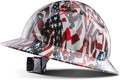LANON Full Brim Hard Hat, OSHA Construction Work Approved, Premium American Flag Design, FRP Safety Helmet with 4 Point Adjustable Ratchet Suspension, Class C
