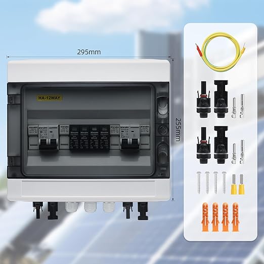 PV Solar Combiner Box,25A 500V Junction Box IP65 Waterproof 2 String 2 in 2 Out PV Combiner Box for Solar Panel