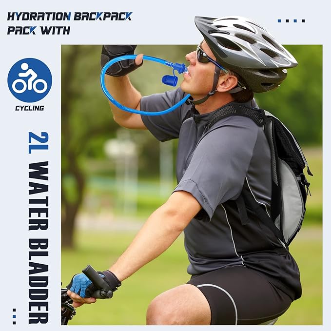 2 Pack Hydration Backpack Pack with 2L Water Bladder, Hiking Backpack with Hydration Bladder Water Rucksack Backpack Bladder Bag Cycling Bicycle Bike/Hiking Climbing Pouch