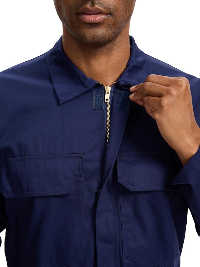 WORK IDEA Men's Coveralls Long Sleeve 100% Cotton Twill Workwear Jumpsuit Relaxed Fit