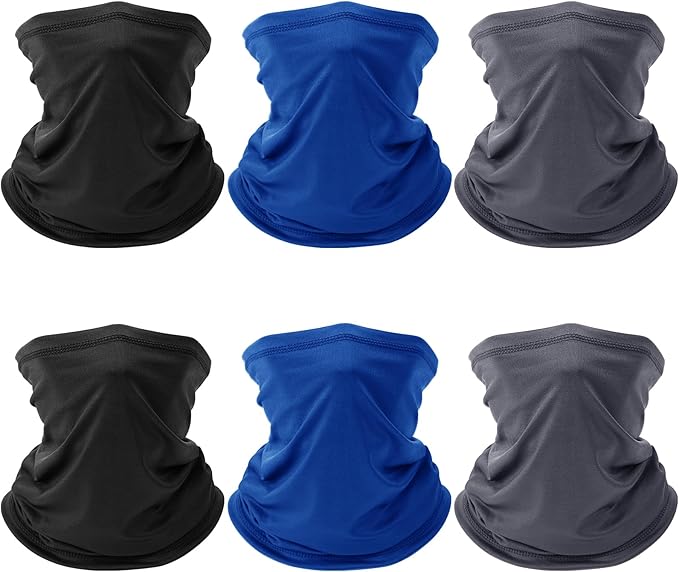 6 Pack Neck Gaiter for Men Women Gator Summer UV Dust Mask Cooling Neck Gaiters Face Cover for Sun Protection Scarf Bandana