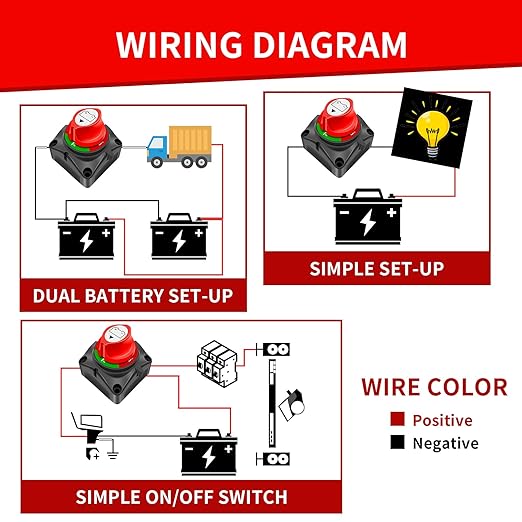 Battery Disconnect Switch 12V-48V DC 275A Battery Power Master Isolator Shut Off Switch for Marine Boat Car Truck Camper RV Trailer
