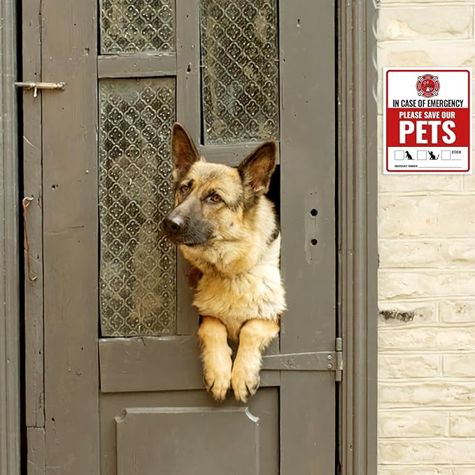 12Pcs Pets Inside Fire Rescue Sticker - 12x10cm Emergency Pet Alert Safety Decal for Doors, Vinyl Adhesive Smoke Alarm Warning Sign for Firefighters (Rescue Retriever)