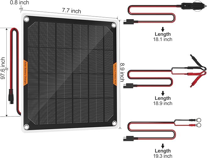 OYMSAE 12V Solar Battery Charger ，5W Waterproof Solar Battery Maintainer,Portable Solar Panel Charger with Upgraded Controller for Car, Motorcycle, Boat, Marine, RV, Trailer, Tractor,Truck, etc