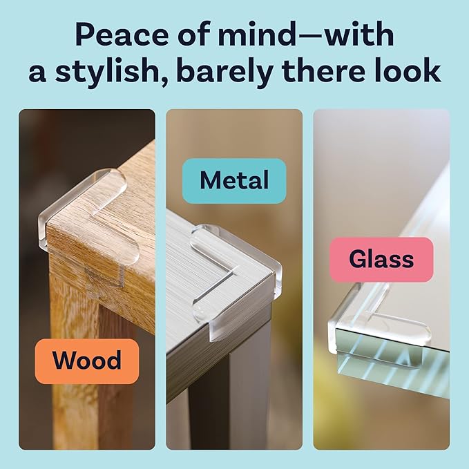 CalMyotis Corner Protector Guards - Furniture Edge Safety Bumpers - Baby Proof Bumper & Cushion to Cover Sharp Furniture & Table Edges - Clear & Transparent - (12 Pack)