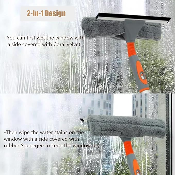 Window Washing Kit with Extension Pole, 2 In 1 Design Bendable Window Squeegee Cleaner Tool, Outdoor Window Glass Solar Panel Spray Washer Equipment, 65 84 103 123 200 258 Inch (Size : 509cm/200.4in