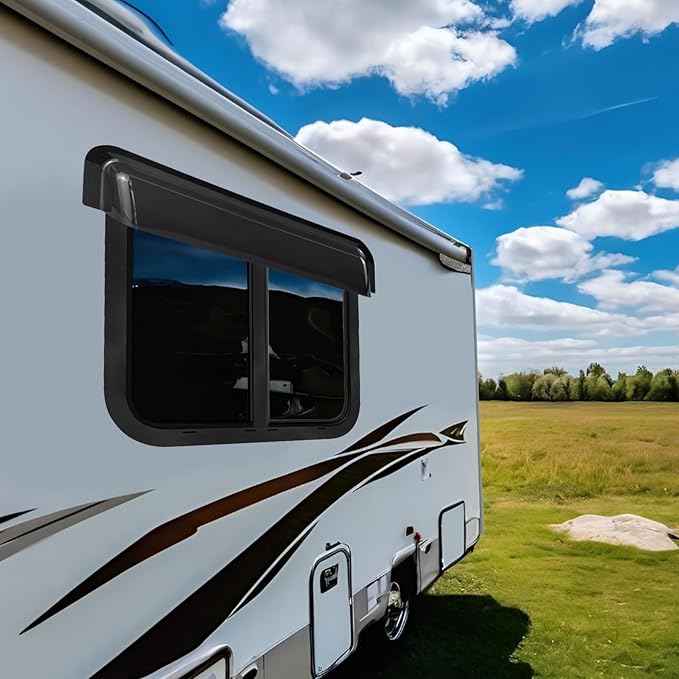 RV Window Rain Deflector & Sun Blade, RV Window Blade Rain Guard Sunroof Deflector Fits 24 inch Wide RV Sliding&Vertical Windows,Deflects Rain and Sun Protection for Camper Van Windows