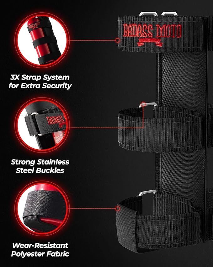 Badass Moto for Jeep Fire Extinguisher Mount. Offroad Roll Bar Extinguisher Holder. Off Road Vehicle Accessories Wrangler Camping Kit Gear. Fits 1965-2025 Jeep JL JK JKU TJ CJ JL Bronco - 2 Pack