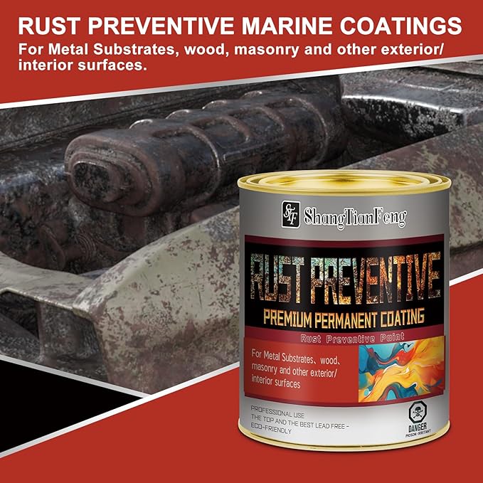 Red Rust Preventive Paint（Includes diluent), Rust Inhibitor and Corrosion Permanently, Non-porous Protective Barrier, UV Resistance and Heat Resistance, It is suitable for rust and corrosion prevention on multiple surfaces such as Marine vessels, metal...