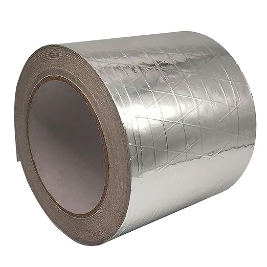 Fiber-Glass Aluminum Foil Tape, Reinforced Self-Adhesive Heat Reflective Tape, Heat Jacketing Insulation Resistant High Temperature HVAC Tape, Metal Repair 2" x 82' Roll