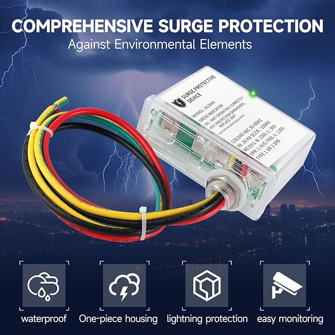 120/240 VAC Universal HVAC Surge Protective Device AG3000 TPMOV Technology, Watertight Enclosure, Comprehensive Surge Protection