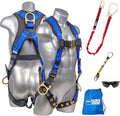 Palmer Safety Fall Protection Safety Harness Kit I Construction Harness + Various Lanyard + D-Ring Extender