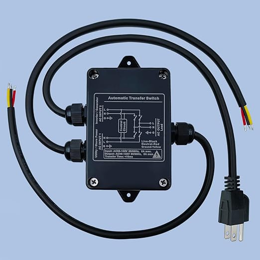 Automatic Transfer Switch ATS Auto Transfer Switch Transfer Switchs for Home Generator AC 90-135V, for Surveillance Camera, Computer Room.（AC Double Switching）