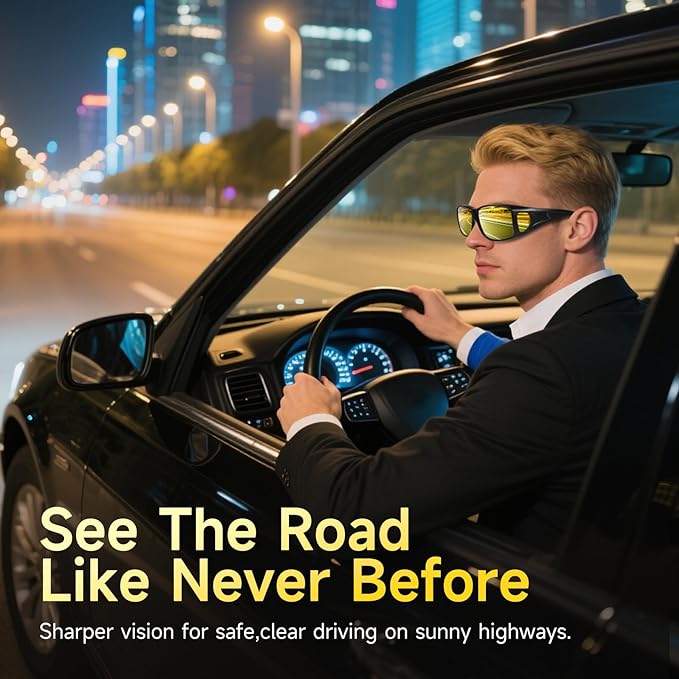 Night Driving Glasses Night Vision Glasses Fit Over Glasses Polarized Anti-Glare UV400 Gift for Men Women