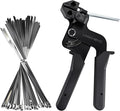 Metal Zip Tie Gun with 100 PCS 7.87in(200mm) Stainless Steel Zip Ties,Heavy Duty Zip Tie Tool for Fastening and Cutting Cable Ties,Chain Link Fence Parts for Fence Exhaust Pipe Outdoor