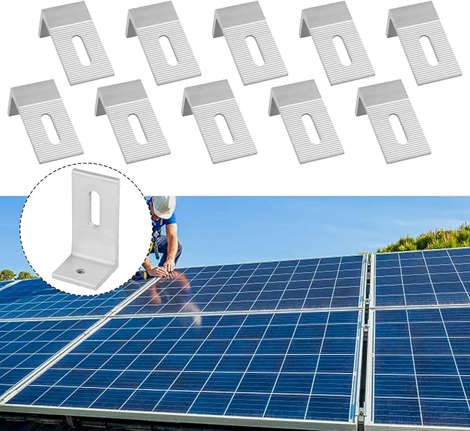 1/4/10Pcs Aluminum Alloy Solar Panel Mounting L Brackets, 90 Degree Angle PV Connection Angle For RV Boat Off Grid Roof, Photovoltaic Solar Panel Mount L Bracket(10pcs)