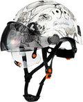 Construction Safety Helmet with Build-in Visor ABS Hard Hat with Visor Adjustable Ventilation Hardhats Work Head Protection ANSI/ISEA Z89.1