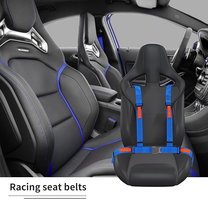 Yakitoko 1Pcs Universal 4 point Safety Harness Set 2inch Fits Go Kart,UTV,ATV,Racing Blue