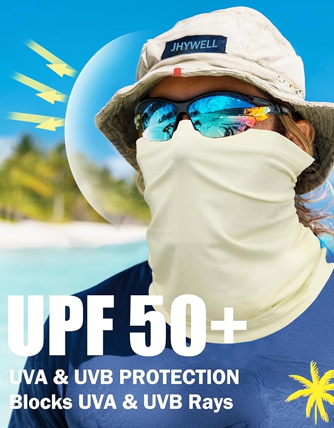 JHYWELL Cooling Neck Gaiter Face Mask, UV Protection Masks Gator, Windproof Bandana for Skiing, Fishing, Hiking, Cycling